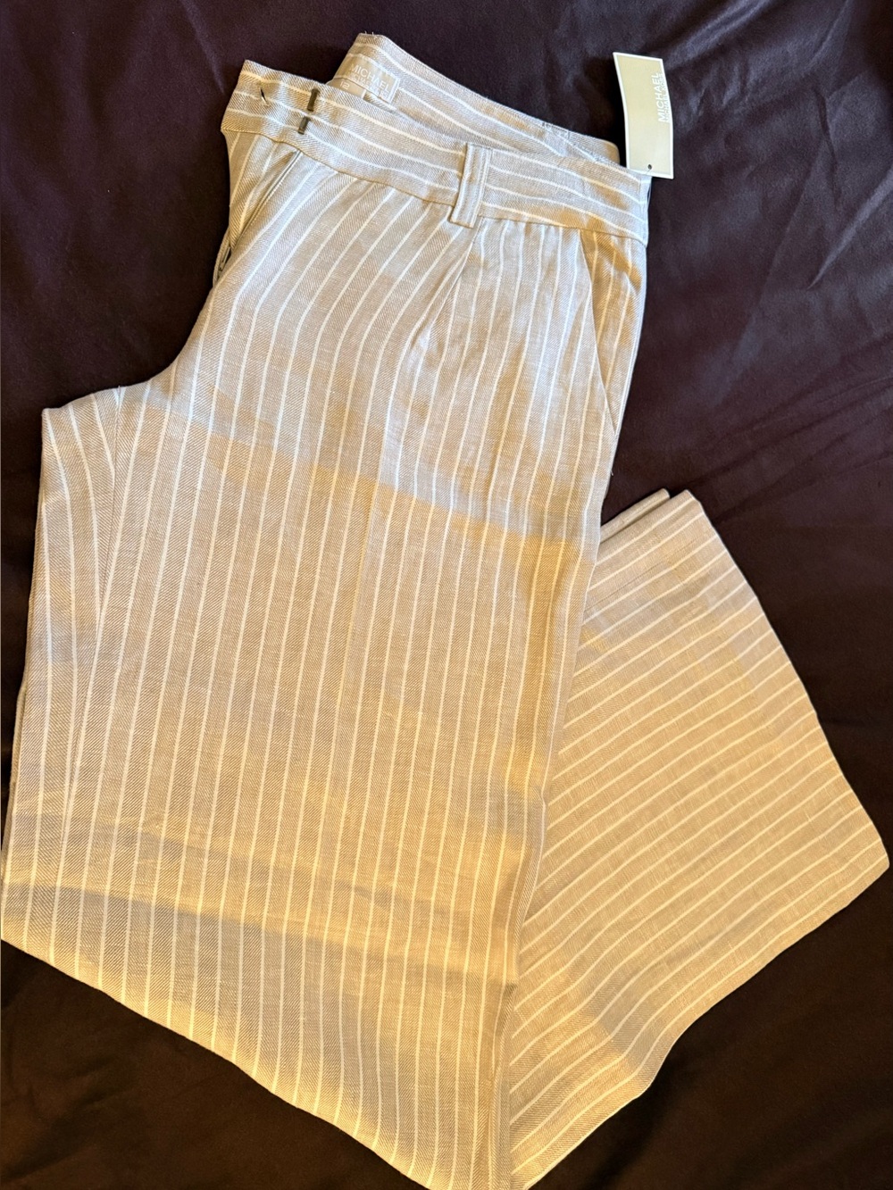 NWT- Michael Kors - Cream Linen Pinstripe Dress Pants
